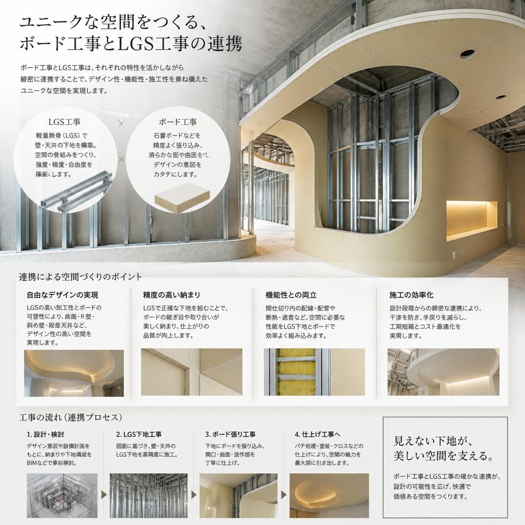 新築におけるボード工事とLGS工事の連携