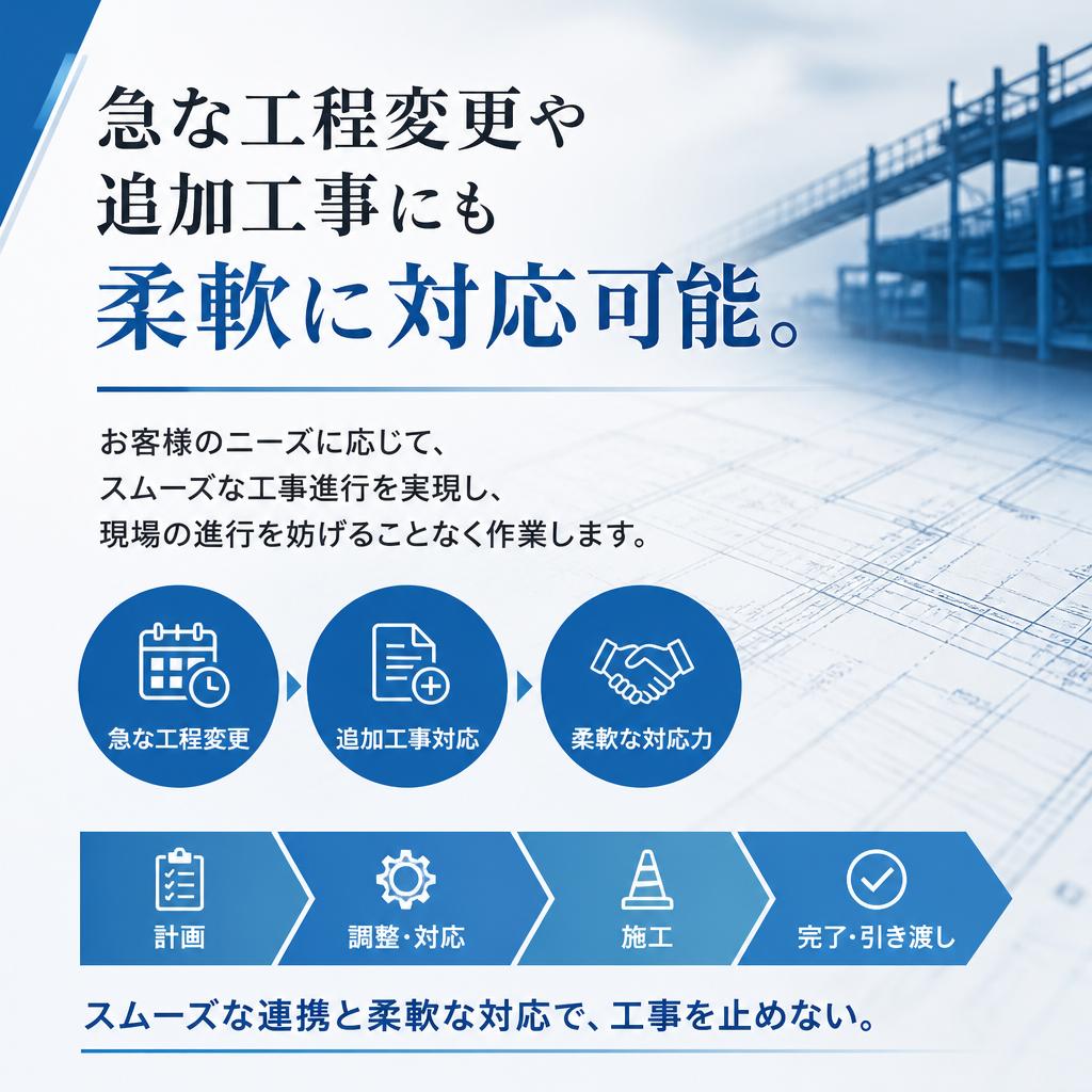 急な依頼にも応じる柔軟な体制
