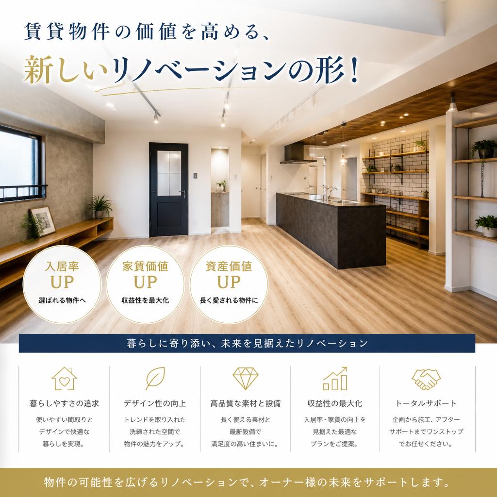 賃貸物件の価値を高める、新しいリノベーションの形！