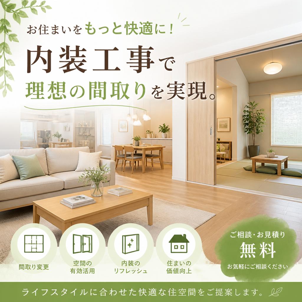 お住まいをもっと快適に！内装工事で理想の間取りを実現。