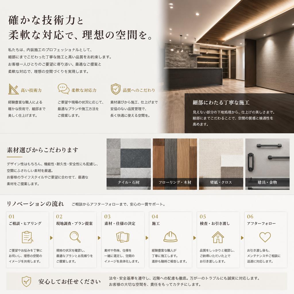 内装施工のこだわり