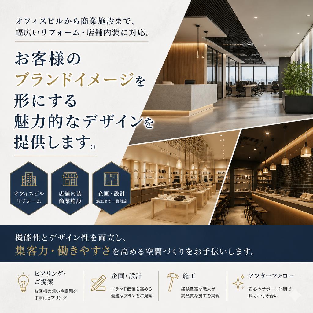 多様なリフォームと店舗内装の提案