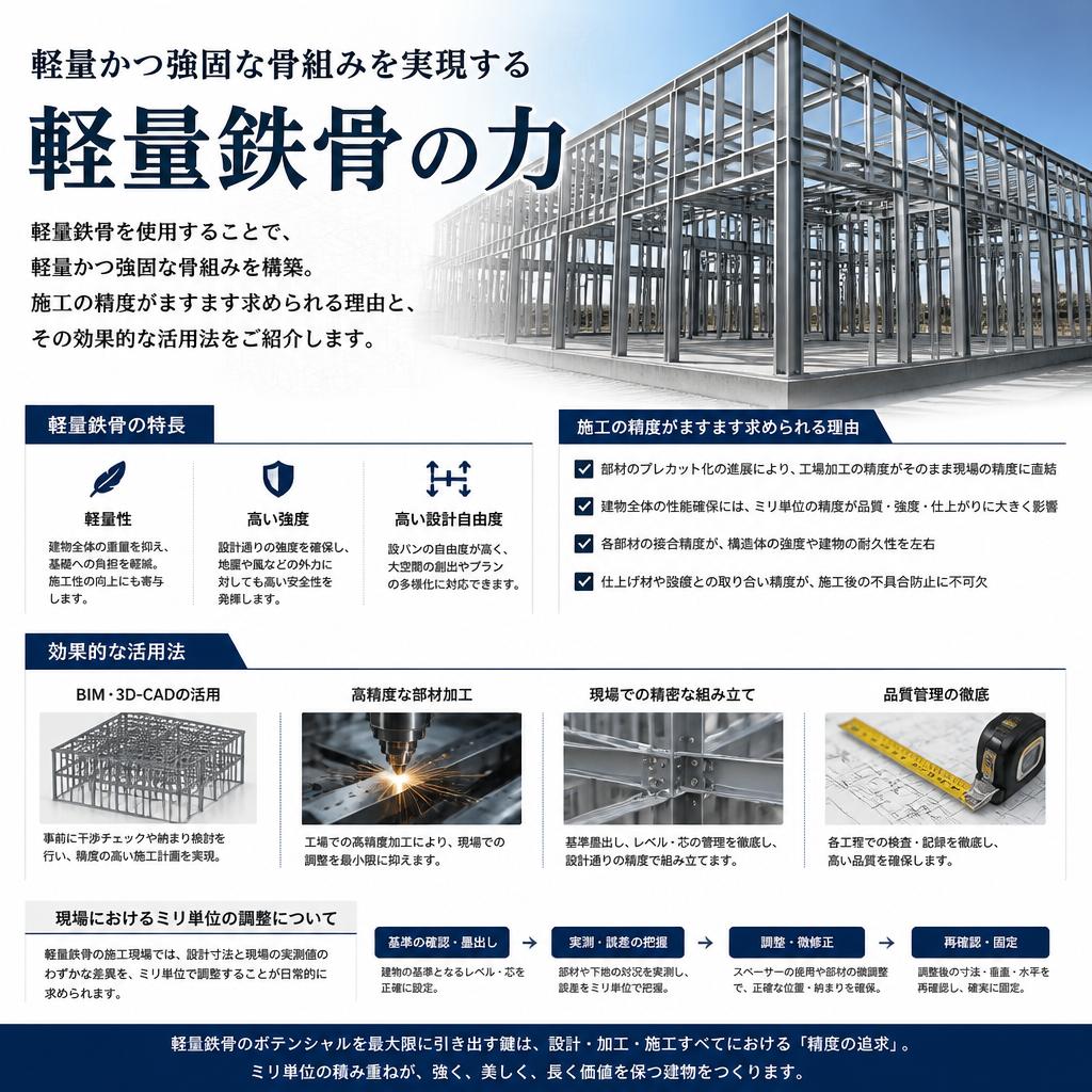 高精度な軽量鉄骨施工のメリット