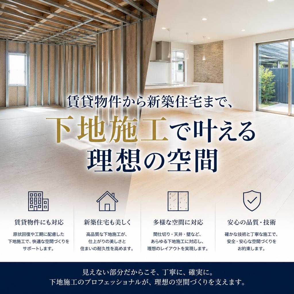 賃貸物件から新築住宅まで、下地施工で叶える理想の空間