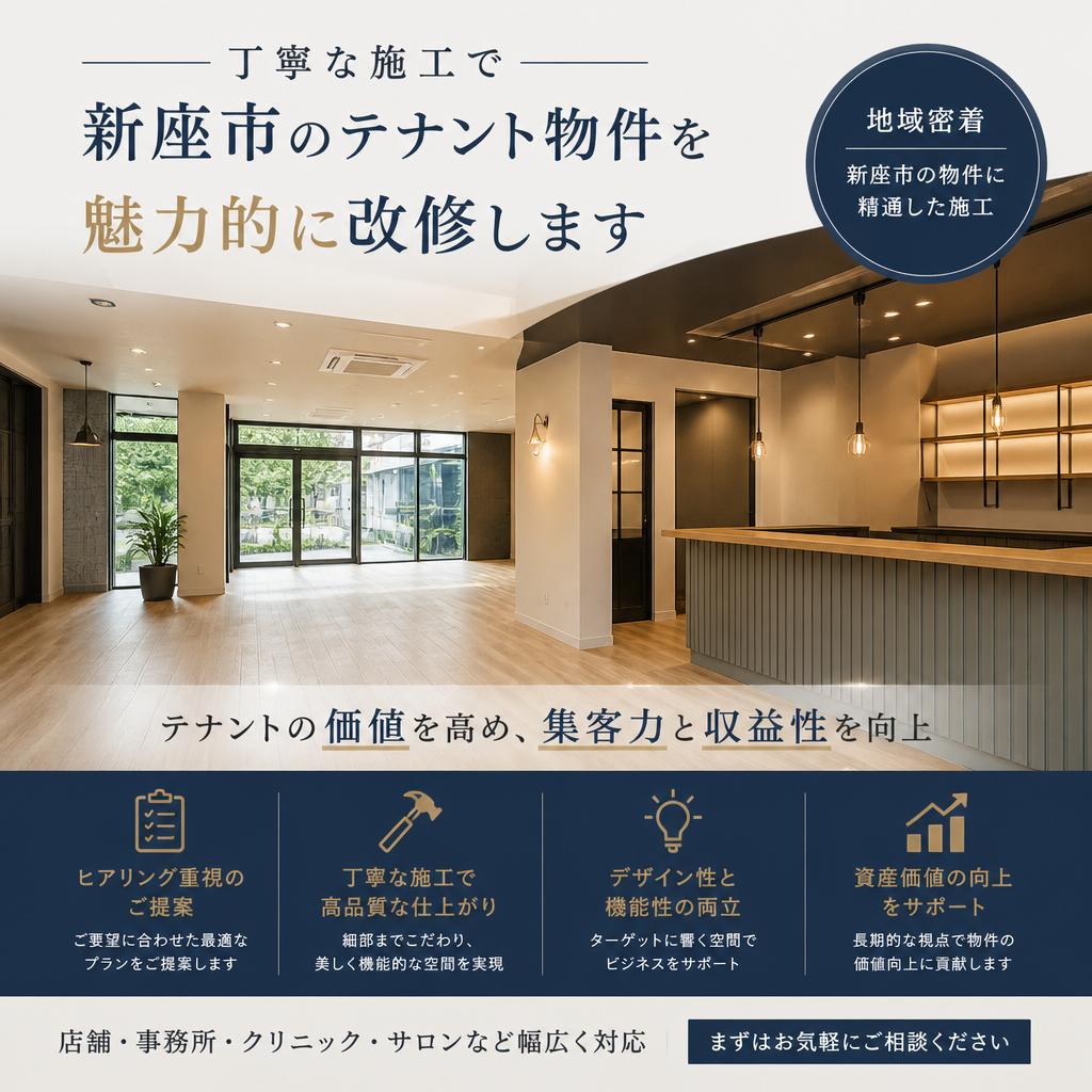 丁寧な施工で新座市のテナント物件を魅力的に改修します