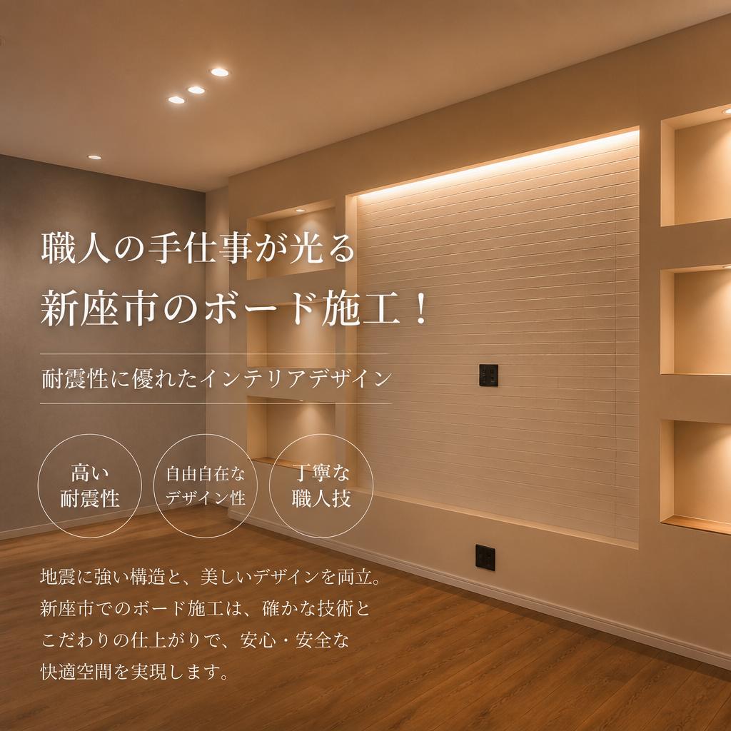 職人の手仕事が光る新座市のボード施工！耐震性に優れたインテリアデザイン