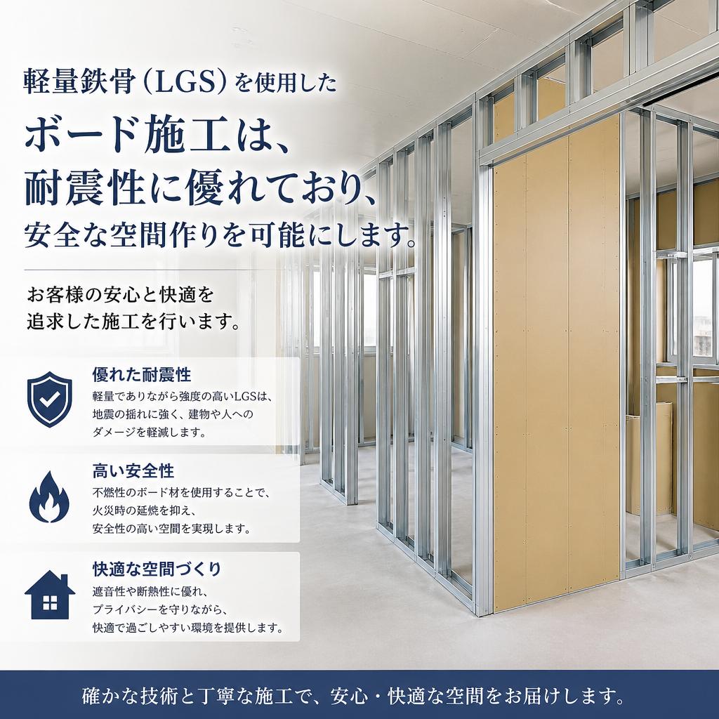 耐震性に優れたボード施工