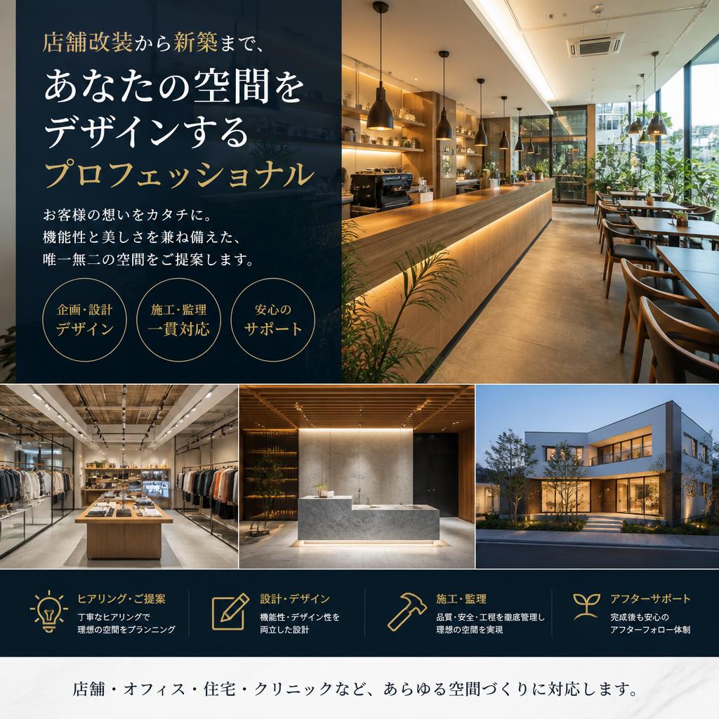 店舗改装から新築まで、あなたの空間をデザインするプロフェッショナル